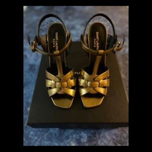 SAINT LAURENT Tribute Silky Gold Sandal